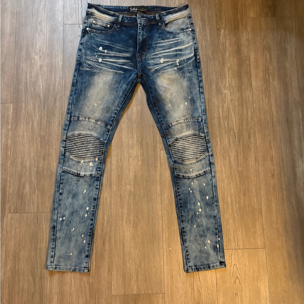 Men's Blue Distressed Skinny Jeans